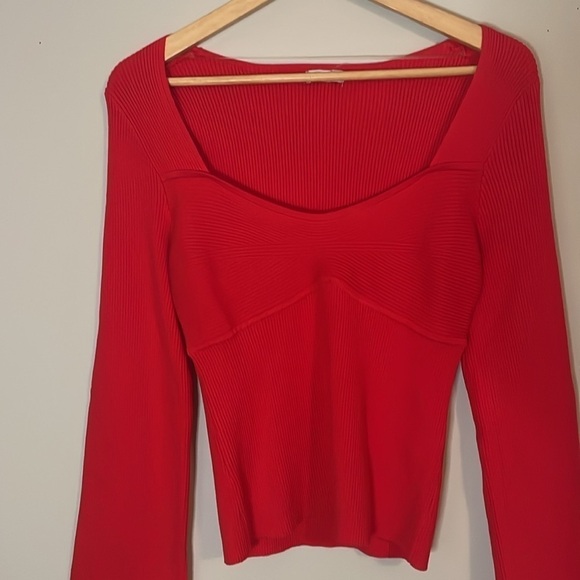 Bustier Effect Bodycon Sweater with Long Pagoda Sleeves NWT - Picture 6 of 9